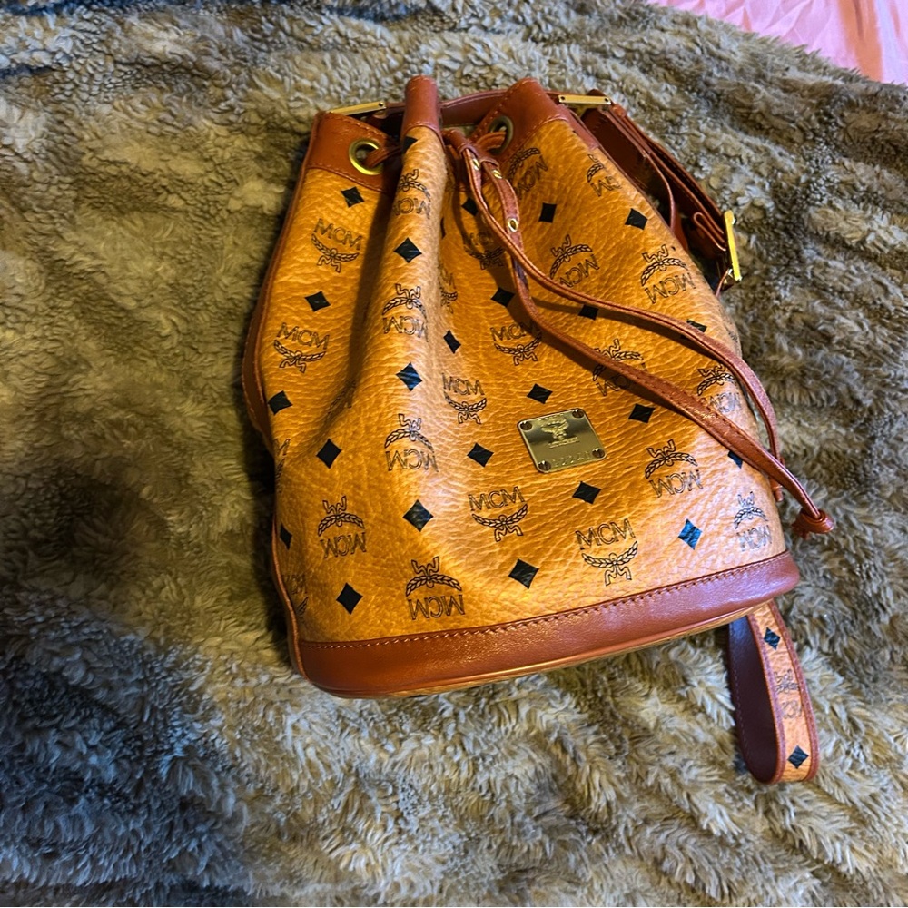 MCM Brown Backpack with Studded Design